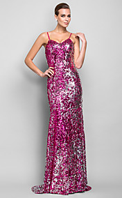 Trumpet/Mermaid Spaghetti Straps Floor-length Sequined Evening Dress (699521)