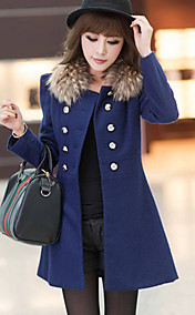 Women's Fur Collar Double Breast Coat