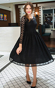 TS VINTAGE Long Lace Sleeve Swing Dress