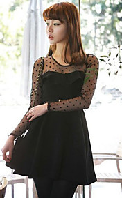 Women's Ruffle Mesh Splicing Pleats Mini Dress