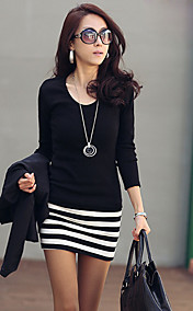 Women's Stripes Splicing Mini Dress