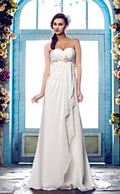 A-line Sweetheart Sweep/Brush Train Chiffon Wedding Dress (635885)