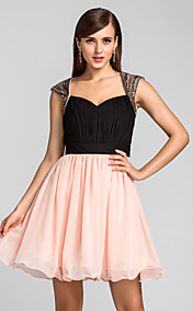 A-line Sweetheart Short/Mini Chiffon Cocktail Dress (635895)