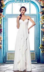  Sheath/Column Spaghetti Straps Floor-length Chiffon Wedding Dress (604628)