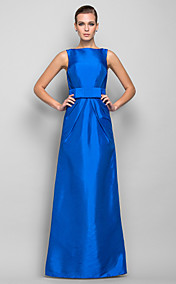 Sheath/Column Bateau Floor-length Taffeta Evening Dress (699457)