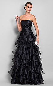 A-line Sweetheart Floor-length Organza And Stretch Satin Evening/Prom Dress (663685)
