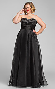 Plus Size A-line Princess Sweetheart Organza Evening Dress