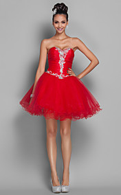 A-line Princess Short/Mini Organza And Tulle Coktail Dress (518595)