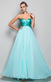 A-line/Princess Sweetheart Floor-length Chiffon And Sequined Evening/Prom Dress