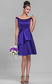 A-line Bateau Knee-length Satin Bridesmaid Dress (710821)