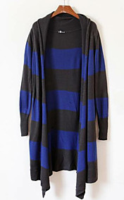 Women's Casual Stripes Coatigan With Scarf