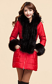 Women's Fur Collar Hooded Elegant Spicing Belt Thick Coat