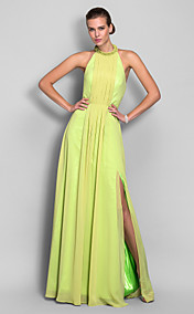 Sheath/Column High Neck Floor-length Chiffon Evening/Prom Dress (551340)