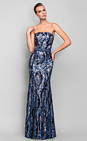 Sheath/Column Strapless Floor-length Sequined And Satin Refined Evening Dress