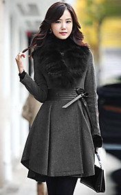 Women's Turn-Down Collar Warm Fitted Long Sleeve Outwear With Fur Detachable