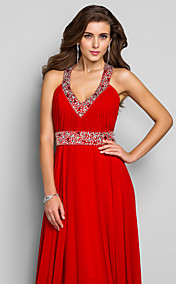 Sheath/Column V-neck Floor-length Chiffon Evening/Prom Dress (590992)