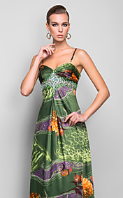 Sheath/Column Halter Floor-length Print Taffeta Evening Dress