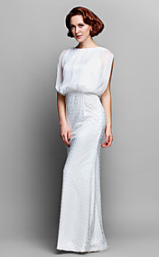 Sheath/Column Bateau Ankle-length Chiffon And Lace Mother of the Bride Dress