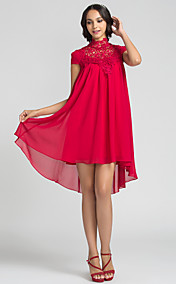 Sheath/Column High Neck Short/Mini Chiffon Bridesmaid Dress (710815)