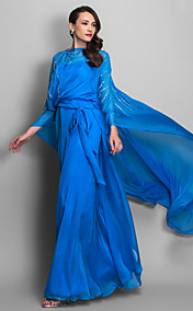 Sheath/Column Scoop Spaghetti Straps Floor-length Chiffon Evening Dress