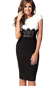 Women's Embroidered Lace Bodycon Midi Dress