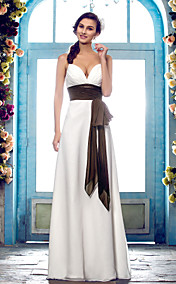 Sheath/Column Spaghetti Straps Floor-length Chiffon Wedding Dress (636694)