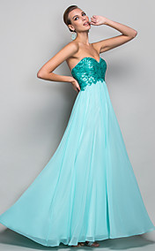 A-line/Princess Sweetheart Floor-length Chiffon And Sequined Evening/Prom Dress