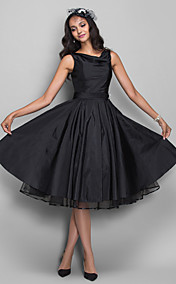 A-line Cowl Knee-length Taffeta Cocktail Dress (635893)