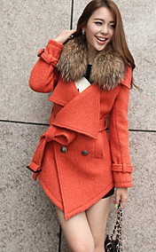 Women's Fashion Lapel Asym Hem Trench Coat With Belt