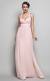 Sheath/Column V-neck Floor-length Chiffon Evening/Prom Dress (663705)