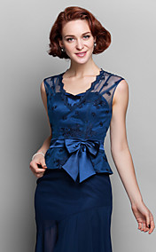 Sheath/Column Queen Anne Sweetheart Asymmetrical Chiffon And Lace Mother of the Bride Dress (699350)