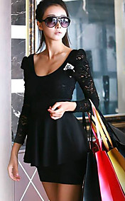 Women's Sexy Stitching Lace Mini Dress