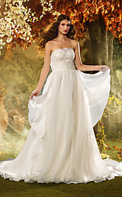  Sheath/Column Strapless Floor-length Tulle Wedding Dress (618808)