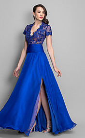Sheath/Column Queen Anne Floor-length Chiffon Evening Dress 