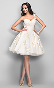 A-line One Shoulder Short/Mini Tulle Cocktail Dress (682739)