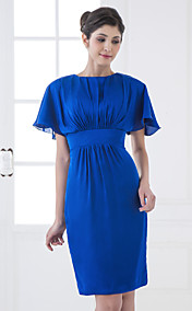 Sheath/Column Jewel Knee-length Chiffon Bridesmaid Dress (710798)