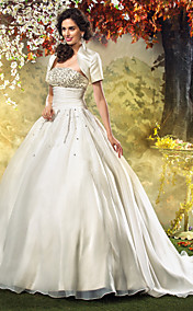  A-line Princess Strapless Sweep/Brush Train Organza Wedding Dress