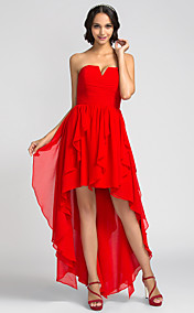 A-line Strapless Asymmetrical Chiffon Bridesmaid Dress (710803)