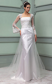 Sheath/Column Queen Anne Floor-length Tulle And Lace Evening Dress (824757)