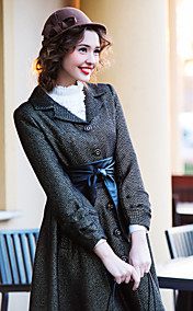 TS VINTAGE Chic Sleeve Tailored Collar Swing Tweed Coat