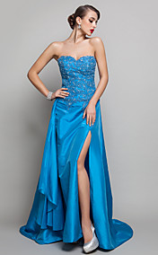 A-line Sweetheart Sweep/Brush Train Taffeta Evening Dress 
