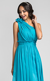 A-line One Shoulder Knee-length Chiffon Bridesmaid Dress (710805)