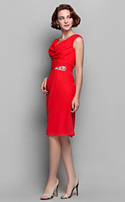 Sheath/Column Cowl Knee-length Chiffon Mother of the Bride Dress (518633)