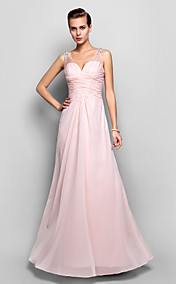 Sheath/Column V-neck Floor-length Chiffon And Lace Evening Dress (682734)