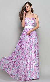 A-line/Princess Sweetheart Floor-length Chiffon Evening Dress