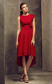 Sheath/Column Scoop Asymmetrical Chiffon Bridesmaid Dress (710819)