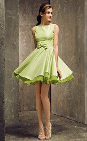 A-line Bateau Short/Mini Taffeta Bridesmaid Dress (808905) 