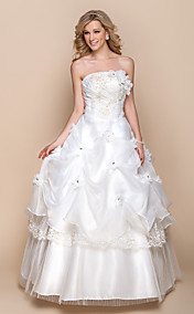  A-line Strapless Floor-length Organza Wedding Dress(937265)