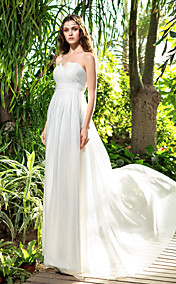 Sheath/Column Strapless Floor-length Chiffon Wedding Dress (710775)