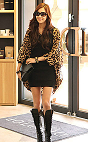 Women's Leopard Batwing Sleeve Loose Chiffon Coat
